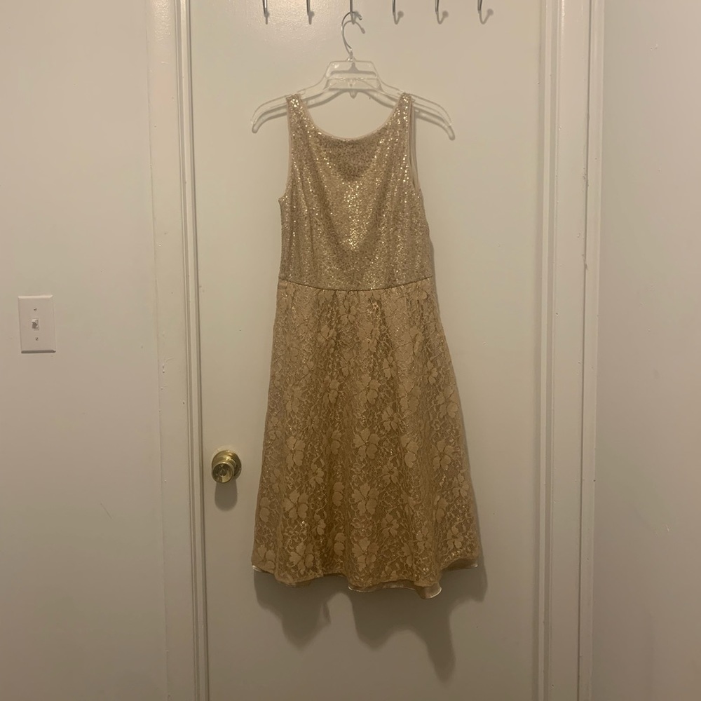 S.L. Fashions Tan Sleeveless A-Line Midi Dress